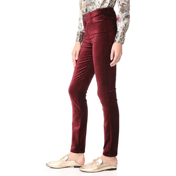 PAIGE "Hoxton Ultra Skinny" Dark Currant Maroon High Rise Velvet Jeans, Size 26 - Picture 6 of 14